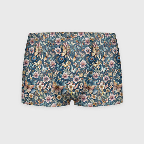Мужские трусы Летний узор с цветами и бабочками / 3D-принт – фото 1