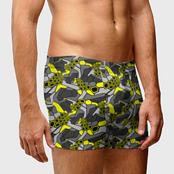 Трусы-боксеры мужские Шестиугольная текстура желтого камуфляжа, цвет: 3D-принт — фото 2