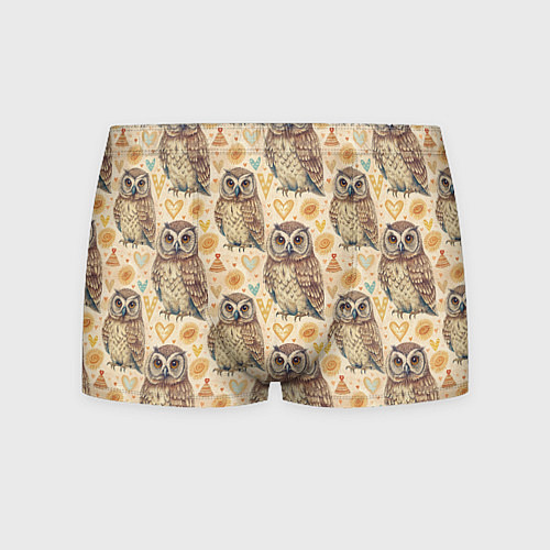 Мужские трусы Совы милые в паттерне / 3D-принт – фото 1
