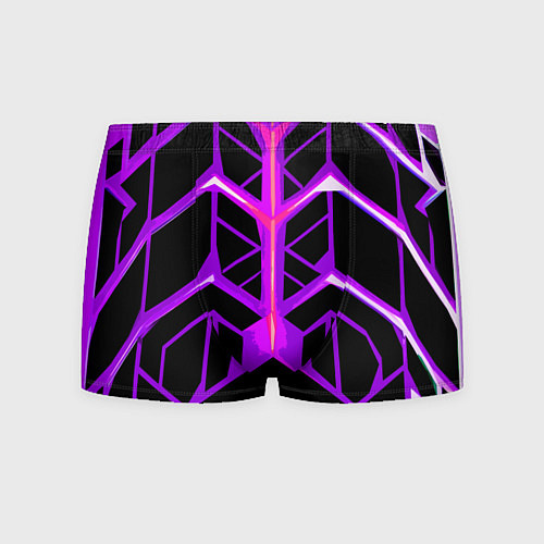 Мужские трусы Фиолетовые линии на чёрном фоне / 3D-принт – фото 1