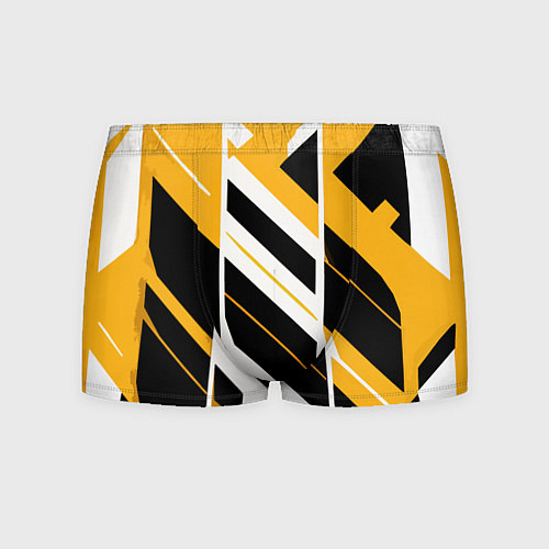 Мужские трусы Black and yellow stripes on a white background / 3D-принт – фото 1