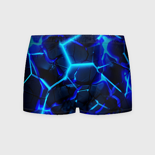 Мужские трусы Яркие голубые неоновые плиты в разломе / 3D-принт – фото 1