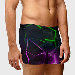 Трусы-боксеры мужские Фиолетовые и зеленые неоновые плиты в разломе, цвет: 3D-принт — фото 2