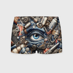 Трусы-боксеры мужские Стимпанк композиция с глазом - нейросеть, цвет: 3D-принт