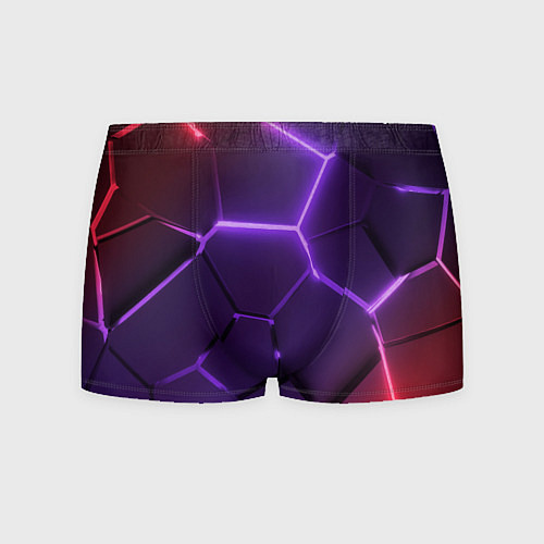 Мужские трусы Красно-фиолетовые неоновые плиты в разломе / 3D-принт – фото 1