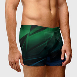 Трусы-боксеры мужские Зелено-синие абстрактные объемные полосы, цвет: 3D-принт — фото 2