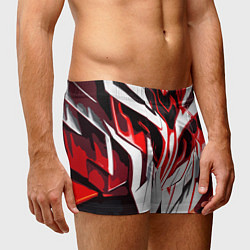 Трусы-боксеры мужские Хаотичная красно-белая абстракция на чёрном фоне, цвет: 3D-принт — фото 2