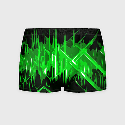 Мужские трусы Зелёная агрессивная абстракция на чёрном фоне / 3D-принт – фото 1