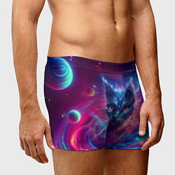 Трусы-боксеры мужские Морда космического кота - неоновое свечение, цвет: 3D-принт — фото 2