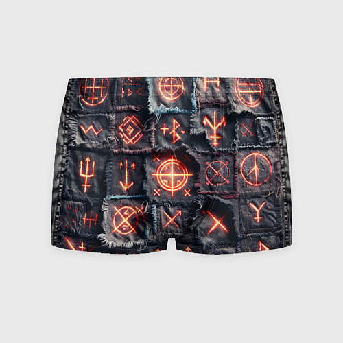 Мужские трусы Символы викингов на пэчворк джинсах / 3D-принт – фото 1