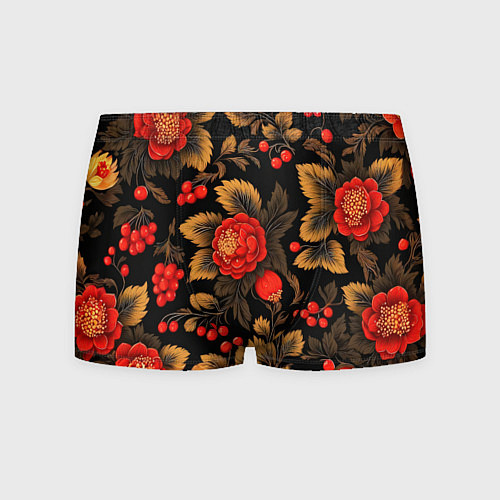 Мужские трусы Русская хохлома, цветы, паттерн / 3D-принт – фото 1