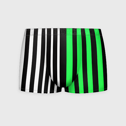Мужские трусы Вертикальные полосы триколор зелёный / 3D-принт – фото 1