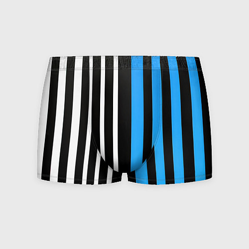 Мужские трусы Вертикальные полосы триколор синий / 3D-принт – фото 1
