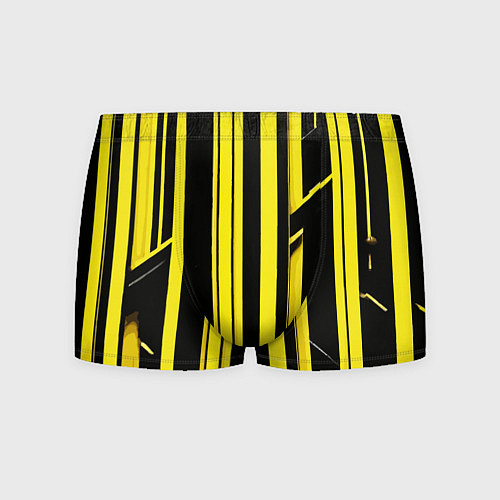 Мужские трусы Толстые жёлтые полосы на чёрном фоне / 3D-принт – фото 1