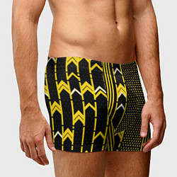 Трусы-боксеры мужские Жёлтые обои на чёрном фоне, цвет: 3D-принт — фото 2