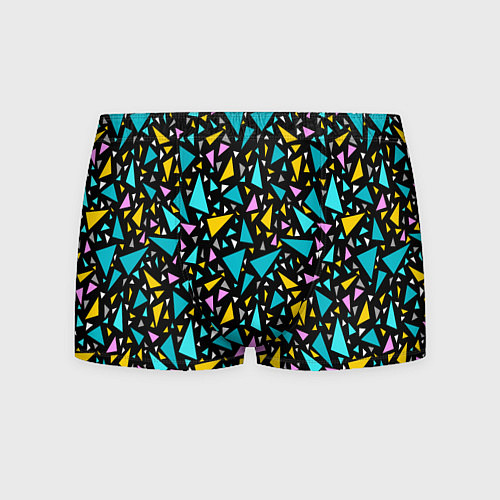 Мужские трусы Разноцветные яркие треугольники на черном / 3D-принт – фото 1