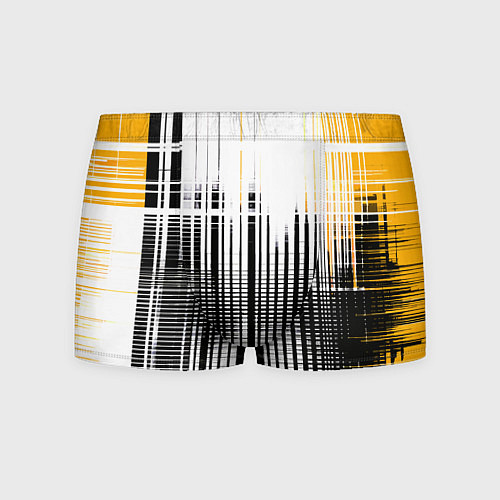 Мужские трусы Жёлто-чёрный гранж на белом фоне / 3D-принт – фото 1