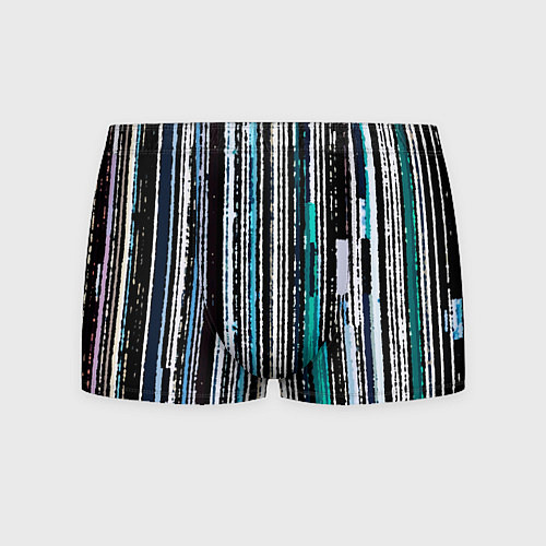Мужские трусы Полосатый сине-зелёный рваные полосы / 3D-принт – фото 1