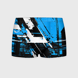 Трусы-боксеры мужские Diagonal black and white stripes on a blue backgro, цвет: 3D-принт