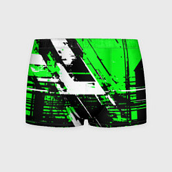 Трусы-боксеры мужские Diagonal black and white stripes on a green backgr, цвет: 3D-принт