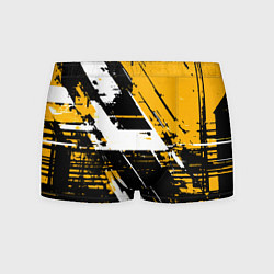 Трусы-боксеры мужские Diagonal black and white stripes on a yellow backg, цвет: 3D-принт