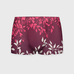 Трусы-боксеры мужские Листья на бордовом фоне - нейросеть, цвет: 3D-принт