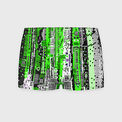 Мужские трусы Киберпанк паттерн зелёный / 3D-принт – фото 1