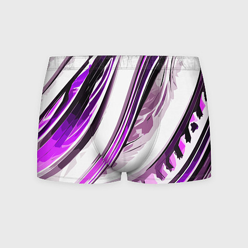 Мужские трусы Волнистая бело-фиолетовая абстракция / 3D-принт – фото 1