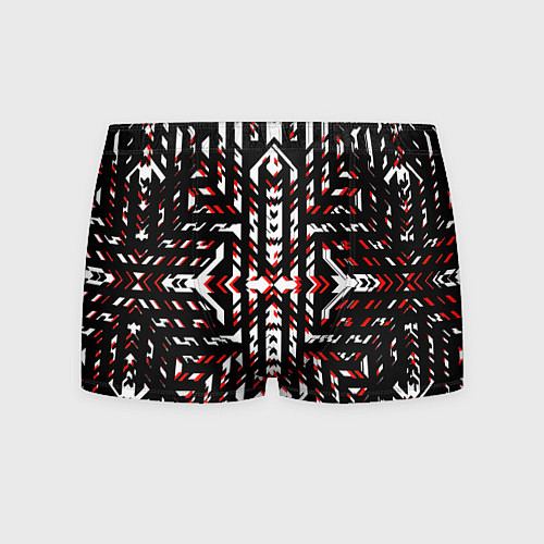 Мужские трусы Чёрно-красные диагональные полосы на белом фоне / 3D-принт – фото 1