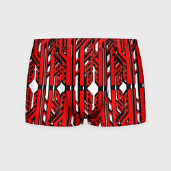 Трусы-боксеры мужские Чёрно-красные техно полосы на белом фоне, цвет: 3D-принт