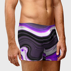 Трусы-боксеры мужские Волнистые горизонтальные чёрно-фиолетовые полосы н, цвет: 3D-принт — фото 2