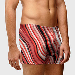Трусы-боксеры мужские Волнистые вертикальные чёрно-красные полосы, цвет: 3D-принт — фото 2