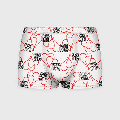 Мужские трусы Сердца и код любви на белом / 3D-принт – фото 1