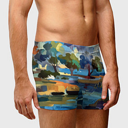 Трусы-боксеры мужские Летний пейзаж маслом, цвет: 3D-принт — фото 2