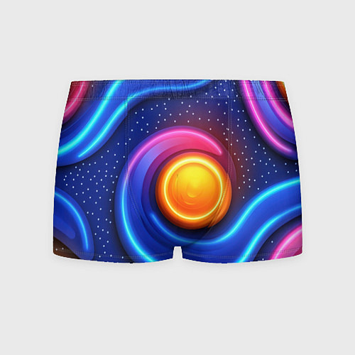 Мужские трусы Оранжевый круг и голубые линии текстура / 3D-принт – фото 1