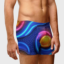 Трусы-боксеры мужские Оранжевый круг и голубые линии текстура, цвет: 3D-принт — фото 2