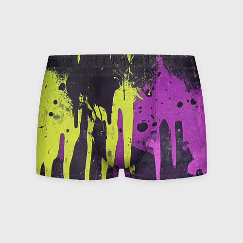 Мужские трусы Желтая и фиолетовая краска на черном / 3D-принт – фото 1