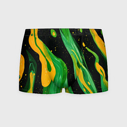 Мужские трусы Зелено-желтая краска на черном