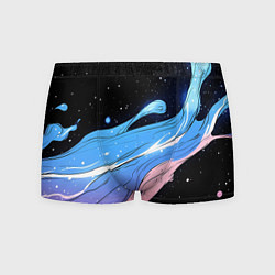 Трусы-боксеры мужские Синяя волна на черном - текстура, цвет: 3D-принт