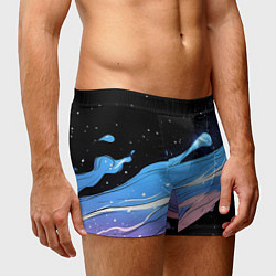 Трусы-боксеры мужские Синяя волна на черном - текстура, цвет: 3D-принт — фото 2