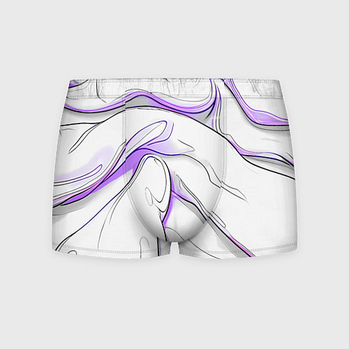 Мужские трусы Черные и фиолетовые линии на белом / 3D-принт – фото 1