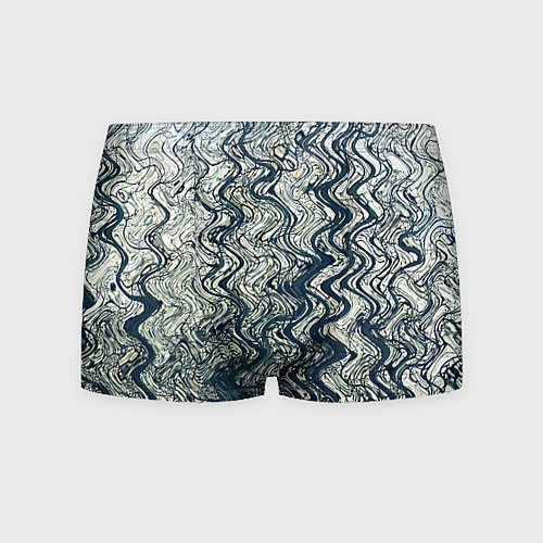 Мужские трусы Бело-синий искажённые абстрактные линии / 3D-принт – фото 1