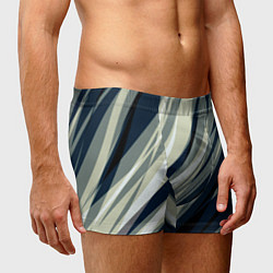 Трусы-боксеры мужские Синий с оливковым диагональные полосы, цвет: 3D-принт — фото 2