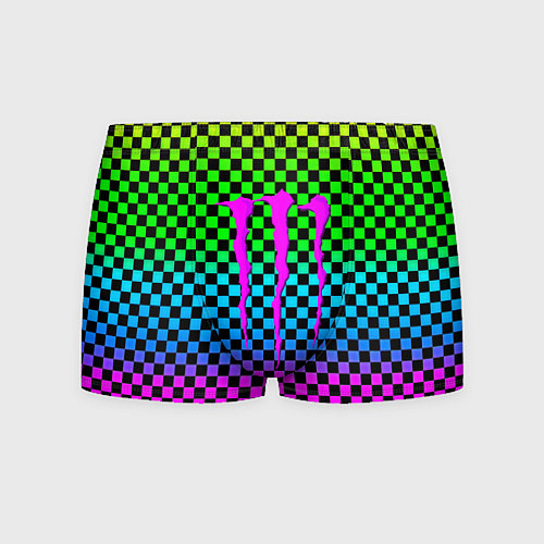 Мужские трусы Monster energy неоновая клетка / 3D-принт – фото 1