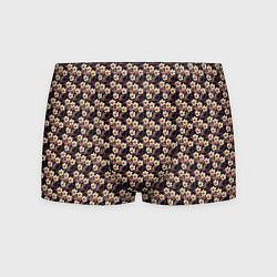 Мужские трусы Цветочный тёмно синий с нежным бежевым