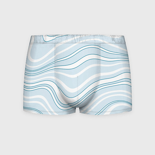 Мужские трусы Светлый бело-голубой волнистые полосы / 3D-принт – фото 1