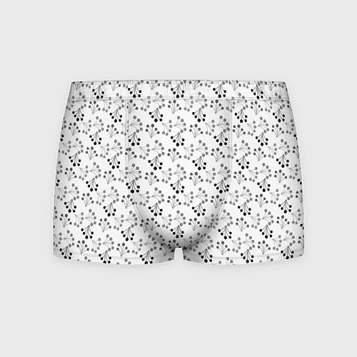 Мужские трусы Черно белый ягодный узор ретро / 3D-принт – фото 1