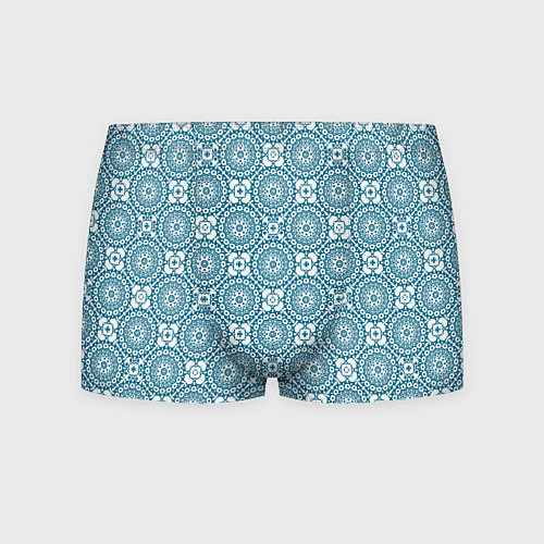 Мужские трусы Бело - голубой ажурный кружевной узор ретро / 3D-принт – фото 1