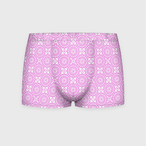 Мужские трусы Бело розовый ажурный кружевной узор / 3D-принт – фото 1