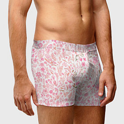 Трусы-боксеры мужские Белый в розовый цветочный паттерн, цвет: 3D-принт — фото 2